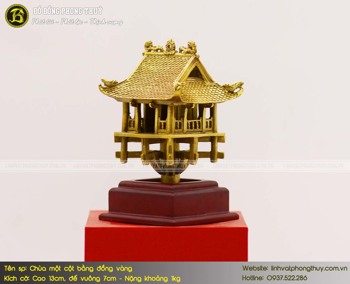 Chùa Một Cột Bằng Đồng Vàng Cao 13cm - CMC001 2
