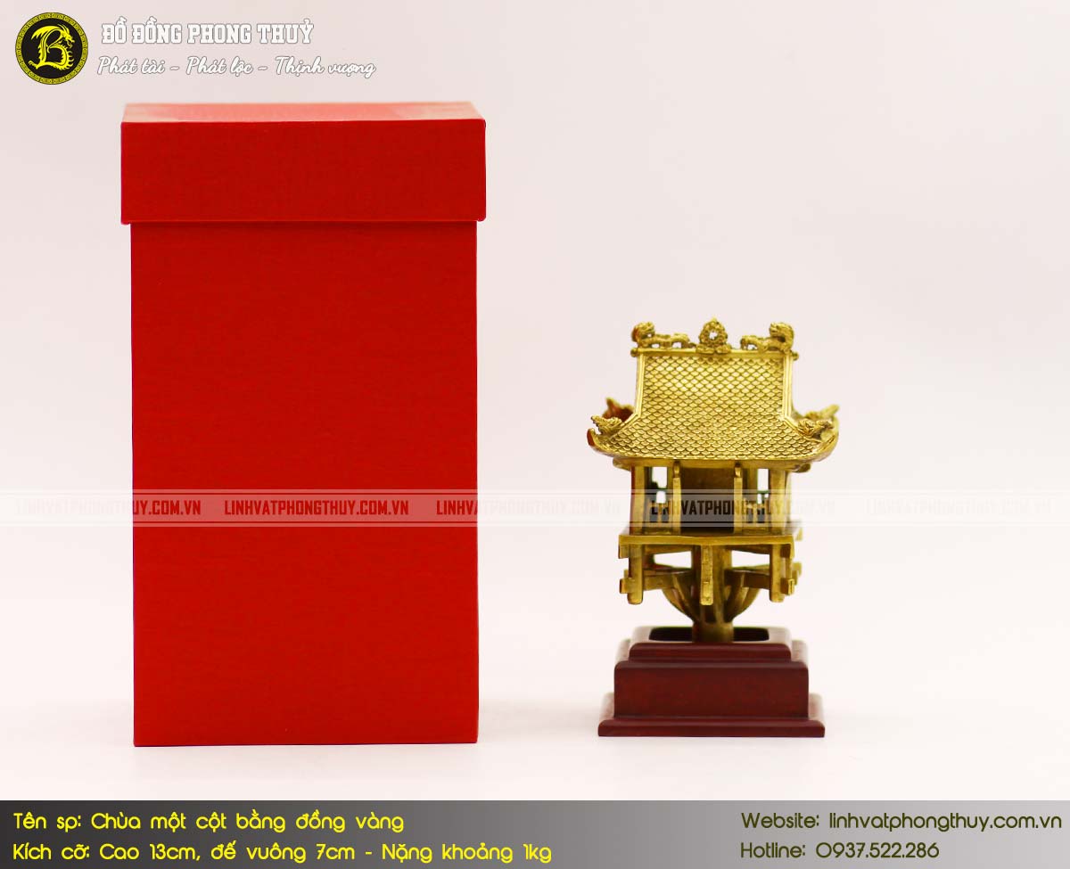 Chùa Một Cột Bằng Đồng Vàng Cao 13cm - CMC001 6