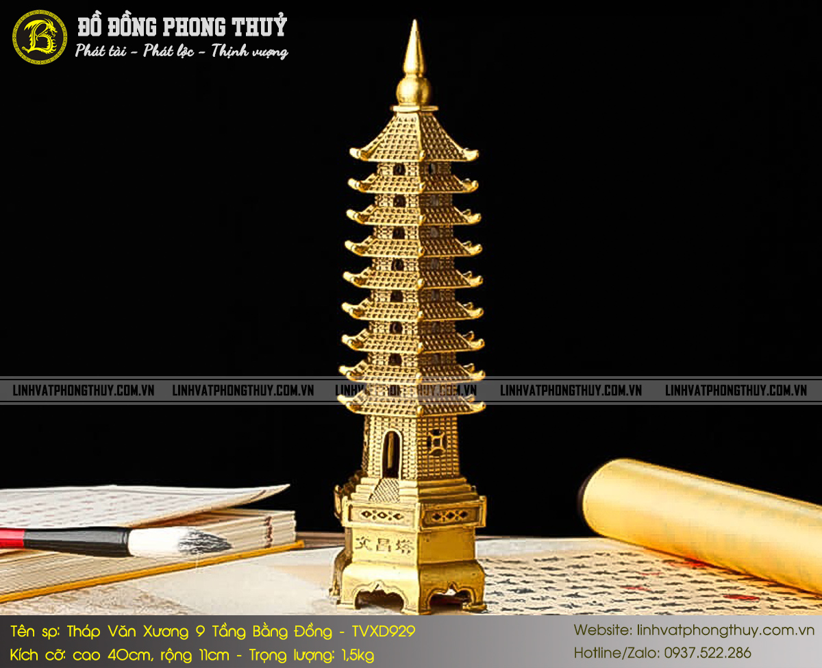 Tháp Văn Xương 9 Tầng Bằng Đồng Cao 40cm - TVXD929 4