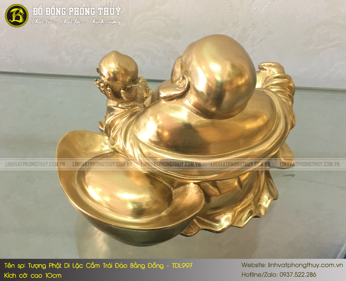 Tượng Phật Di Lặc Cầm Trái Đào Bằng Đồng Cao 10cm - TDL997 6