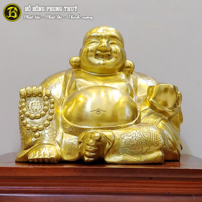 Tượng Phật Di Lặc Ngồi Bằng Đồng Catut Cao 33cm - TDL006