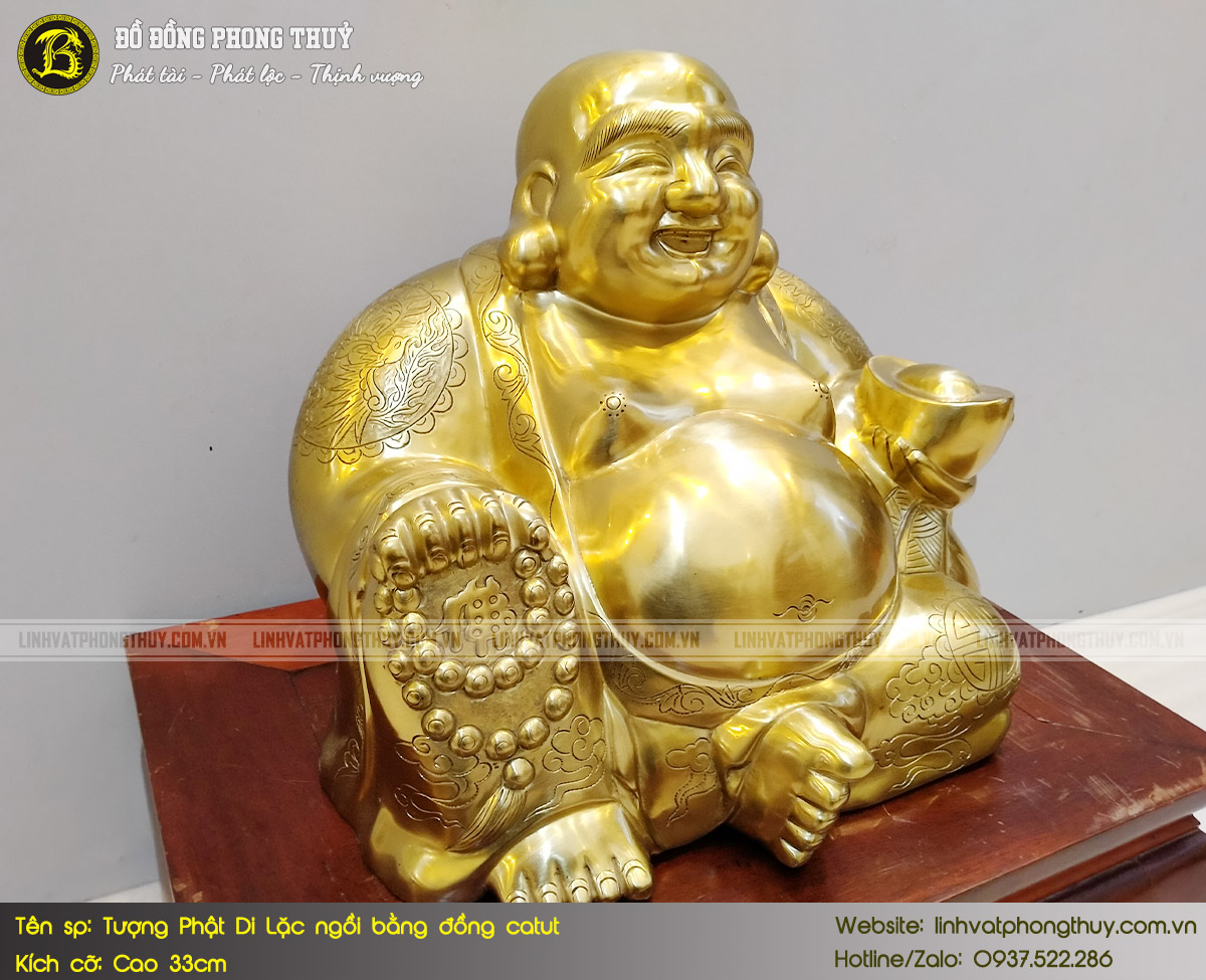 Tượng Phật Di Lặc Ngồi Bằng Đồng Catut Cao 33cm - TDL006 5