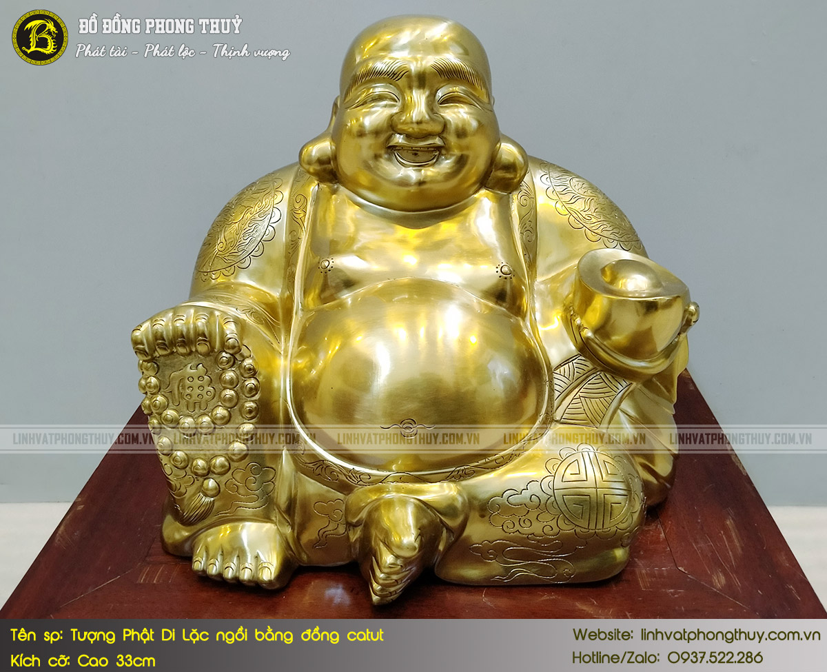 Tượng Phật Di Lặc Ngồi Bằng Đồng Catut Cao 33cm - TDL006 4