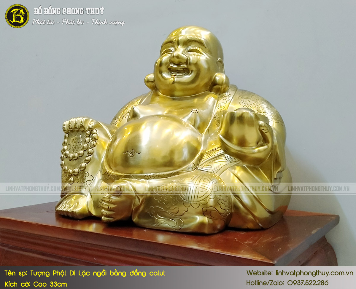 Tượng Phật Di Lặc Ngồi Bằng Đồng Catut Cao 33cm - TDL006 3