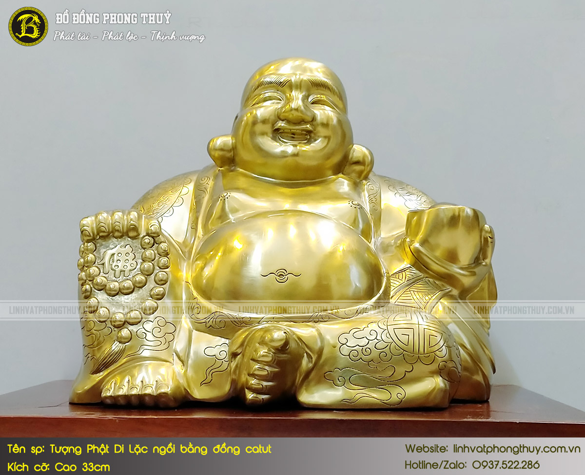 Tượng Phật Di Lặc Ngồi Bằng Đồng Catut Cao 33cm - TDL006 2