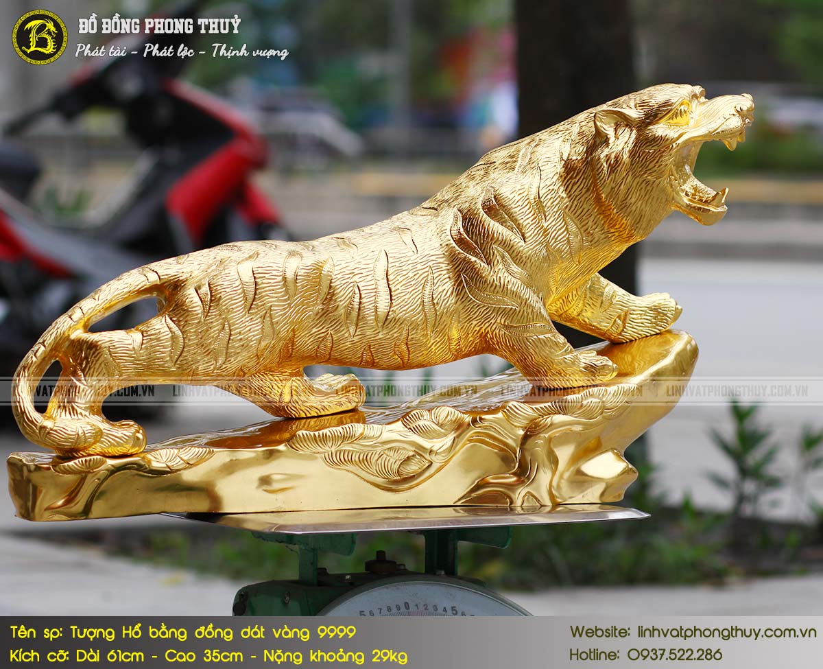 Tượng Hổ Bằng Đồng Dài 61cm Dát Vàng 9999 - LVTD01 4