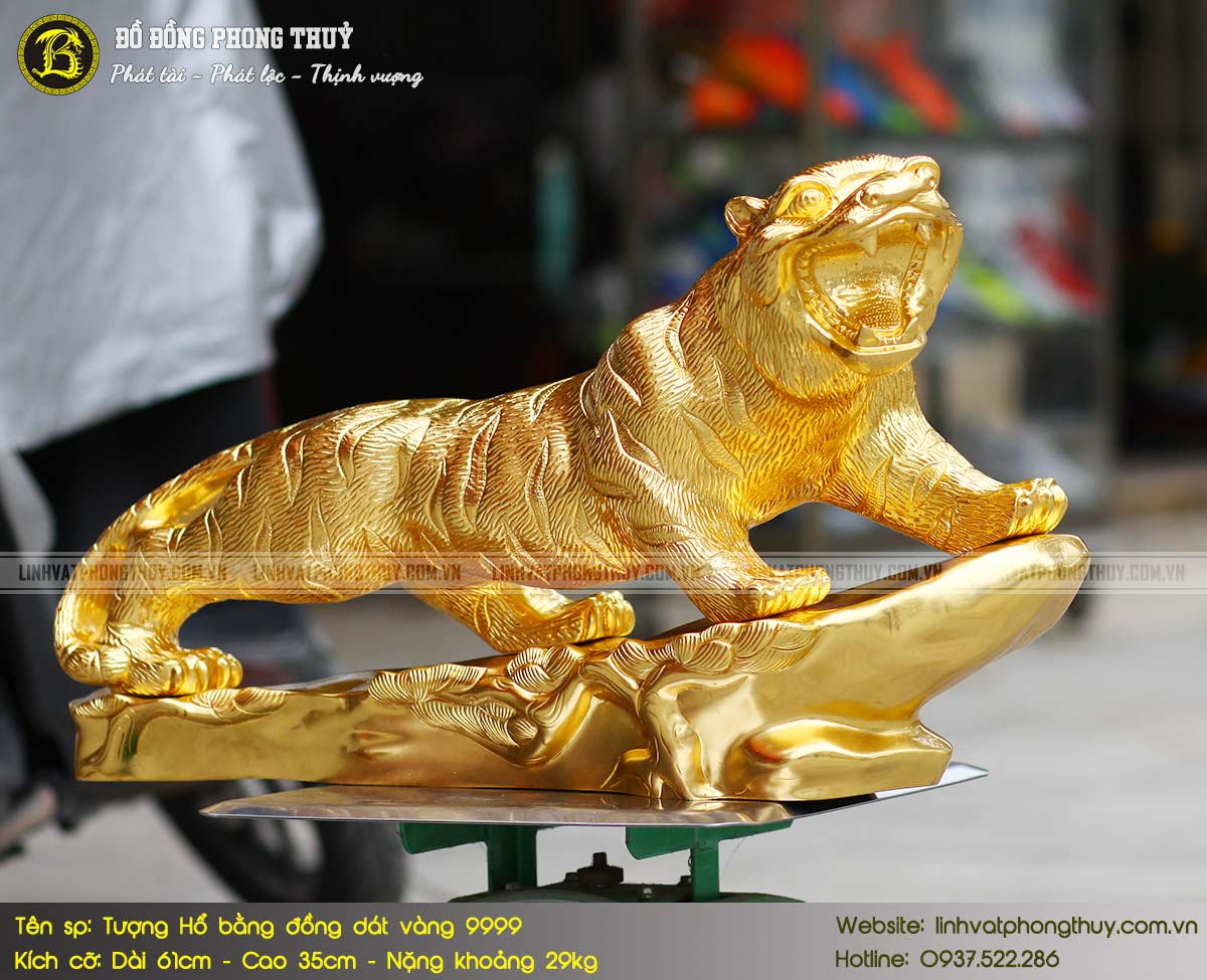 Tượng Hổ Bằng Đồng Dài 61cm Dát Vàng 9999 - LVTD01 5