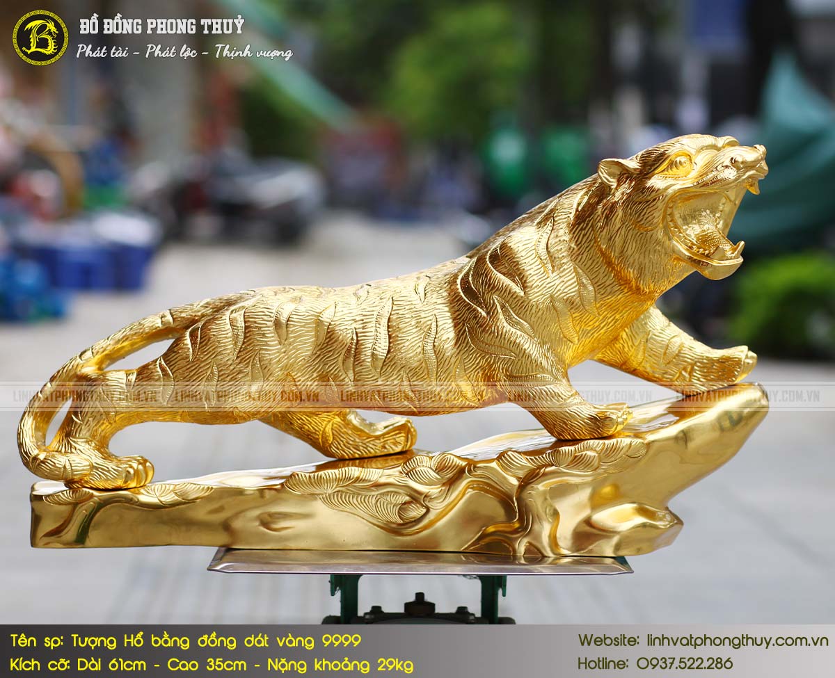 Tượng Hổ Bằng Đồng Dài 61cm Dát Vàng 9999 - LVTD01 6