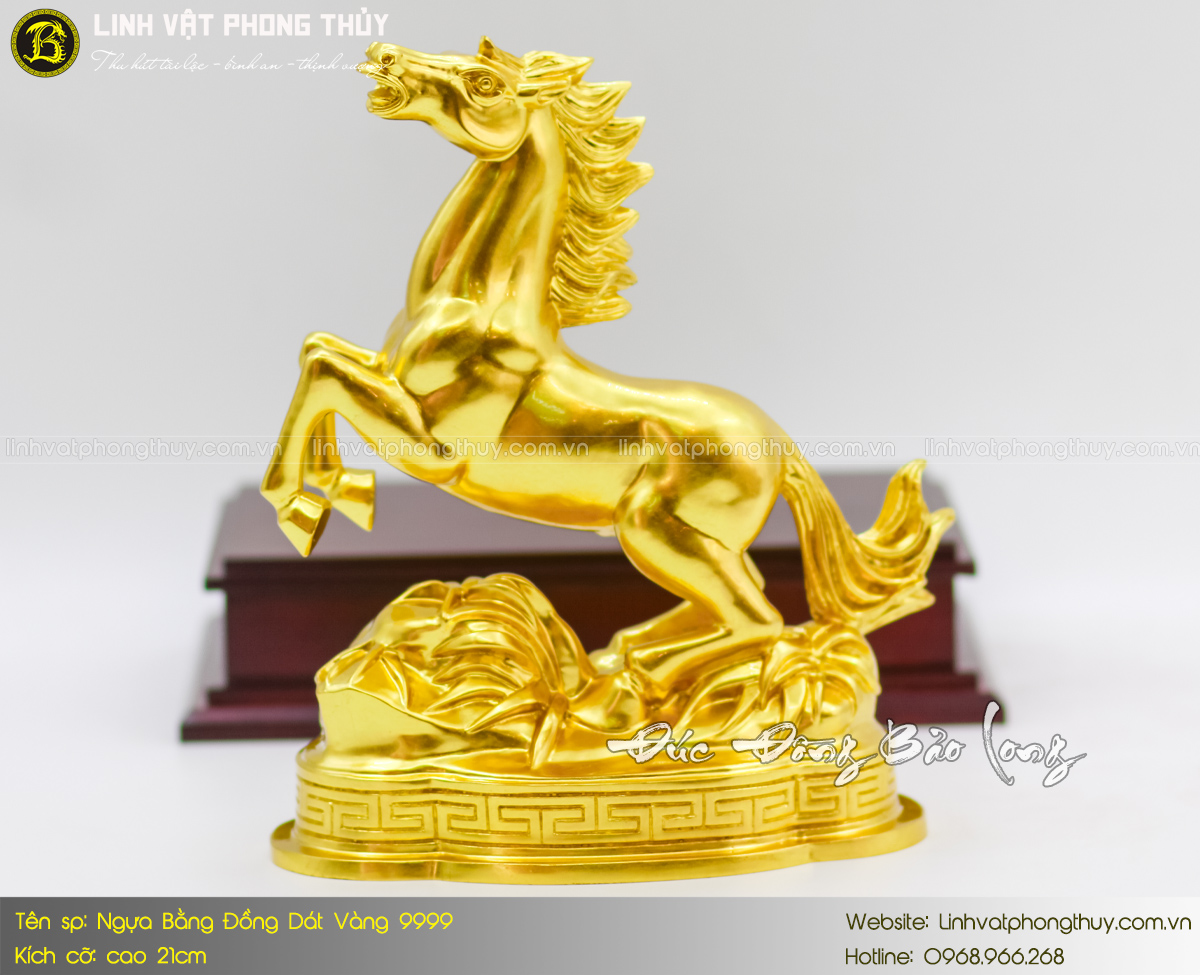 Ngựa Bằng Đồng Vàng Cao 21cm Dát Vàng 9999 7