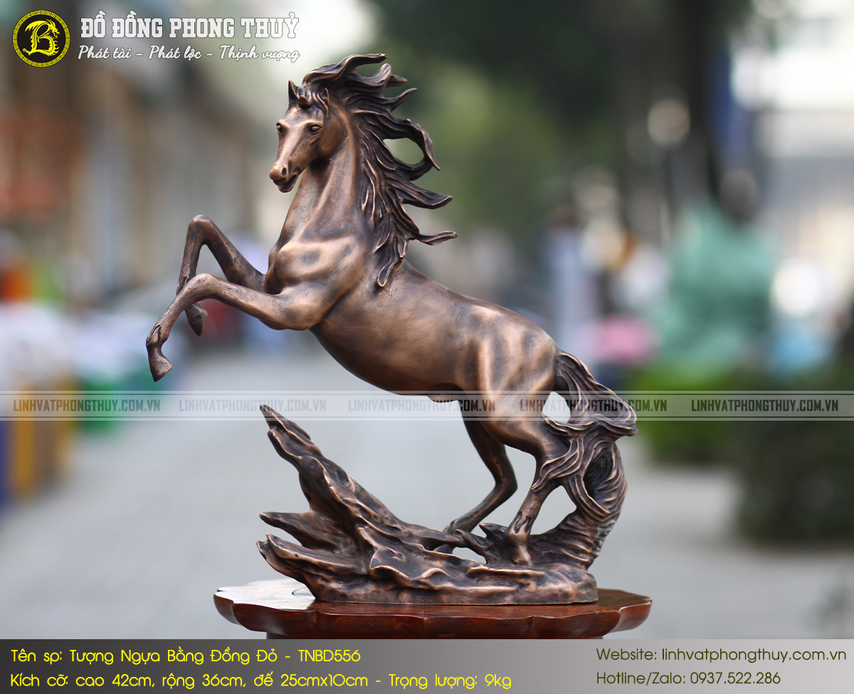 Ngựa Bằng Đồng Đỏ Cao 42cm Màu Trầm Cổ - TNBD556 2