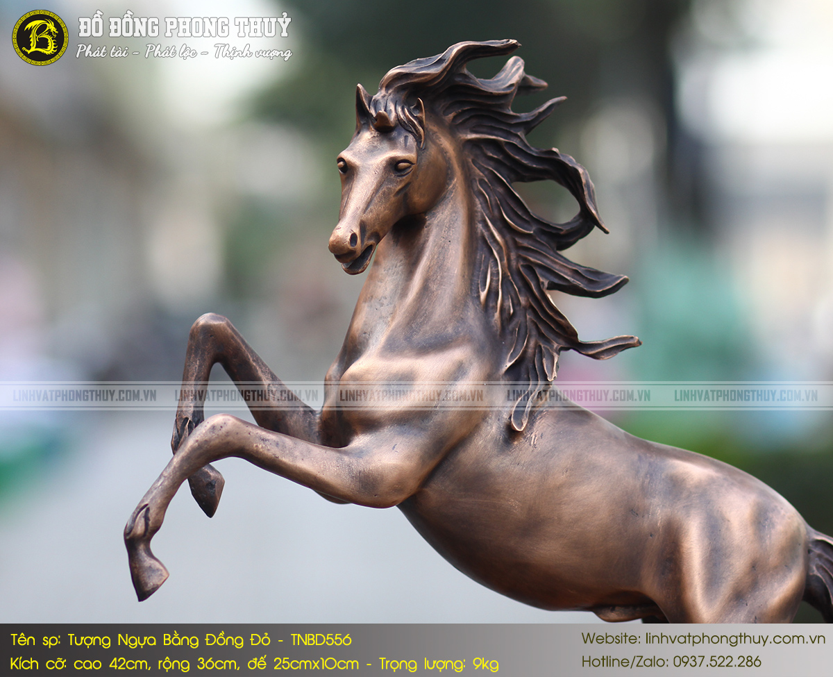 Ngựa Bằng Đồng Đỏ Cao 42cm Màu Trầm Cổ - TNBD556 5