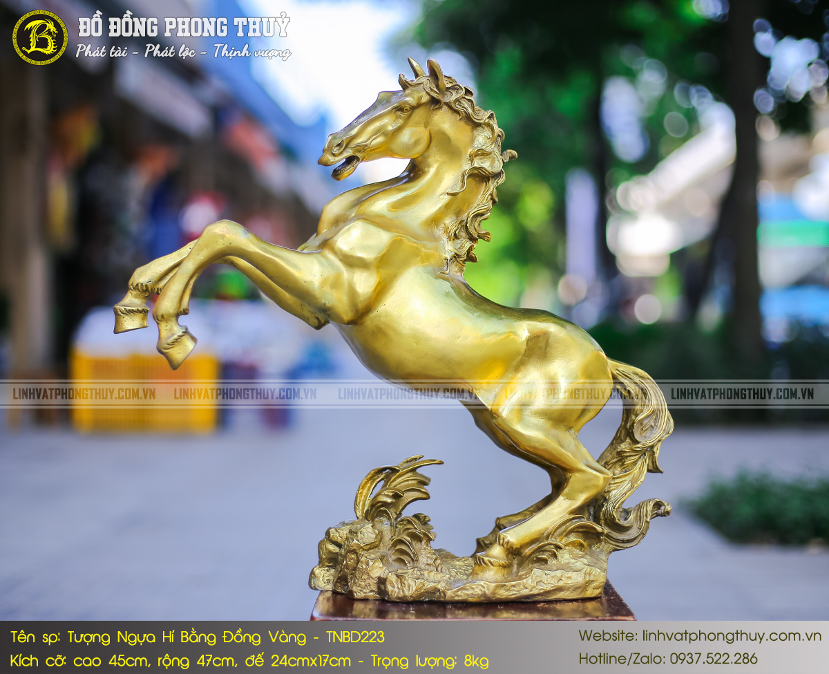 Ngựa Hí Bằng Đồng Vàng Cao 45cm - TNBD223 2