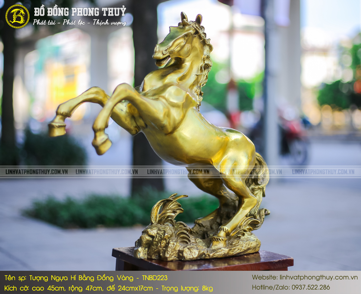 Ngựa Hí Bằng Đồng Vàng Cao 45cm - TNBD223 5