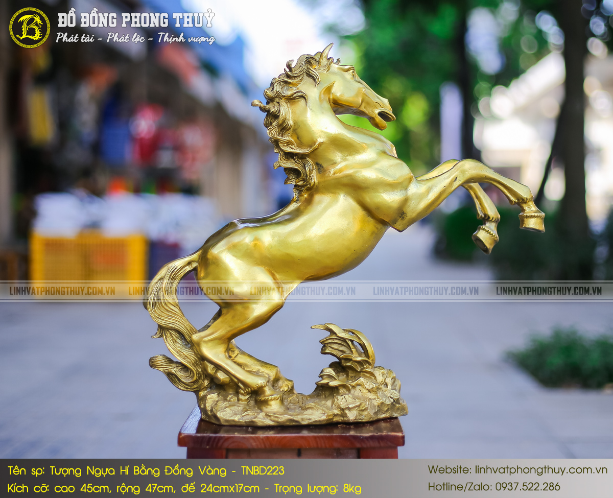 Ngựa Hí Bằng Đồng Vàng Cao 45cm - TNBD223 6
