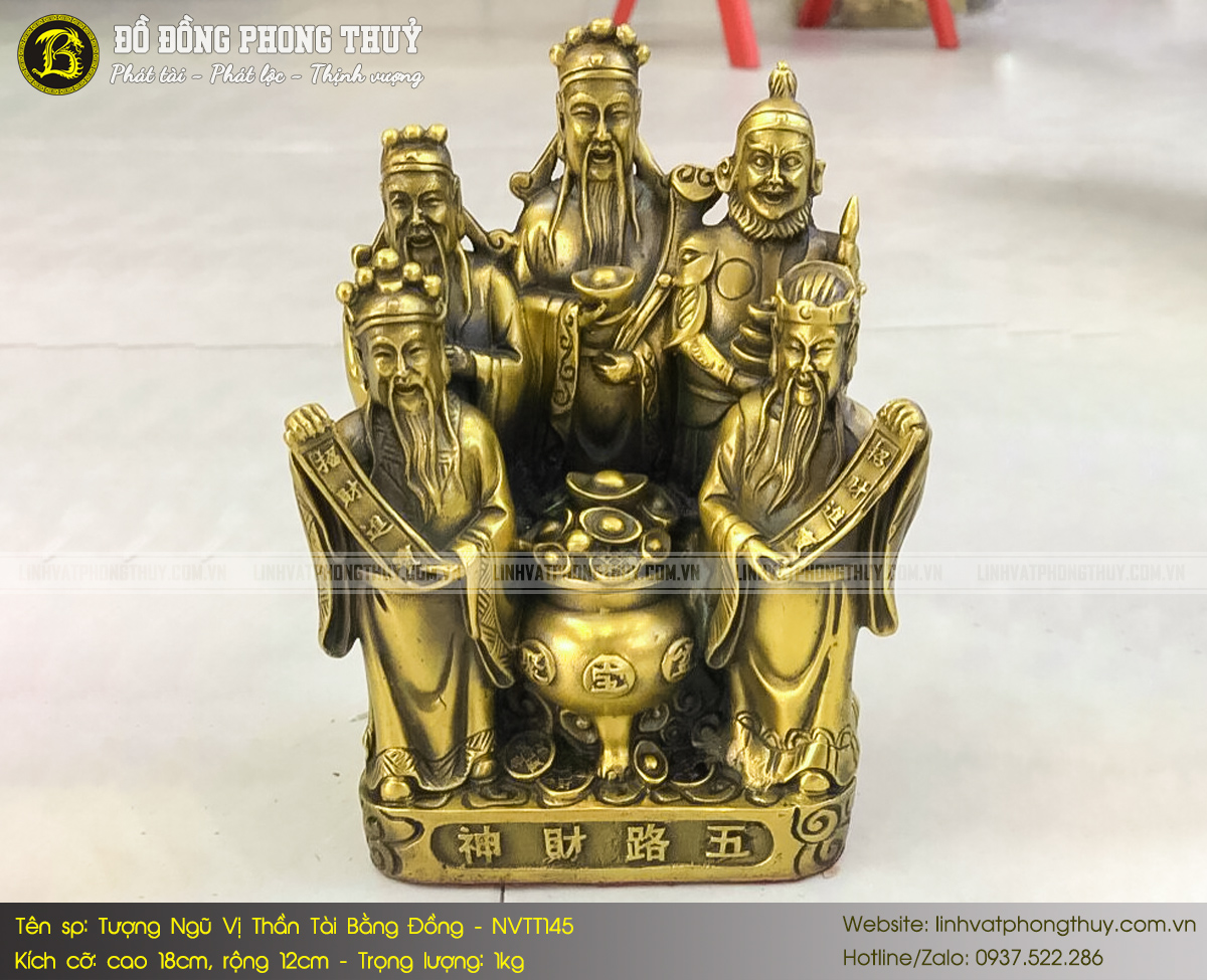 Tượng Ngũ Vị Thần Tài Bằng Đồng Cao 18cm - NVTT145 3