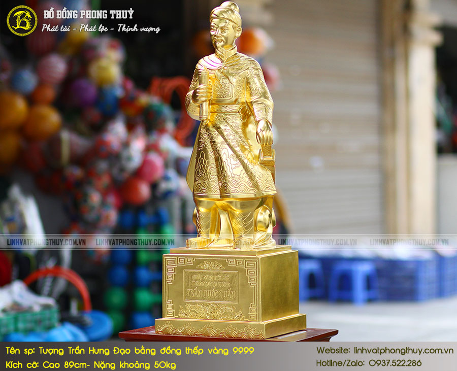 Tượng Trần Hưng Đạo Bằng Đồng Cao 89cm Thếp Vàng 9999 - THD002 4