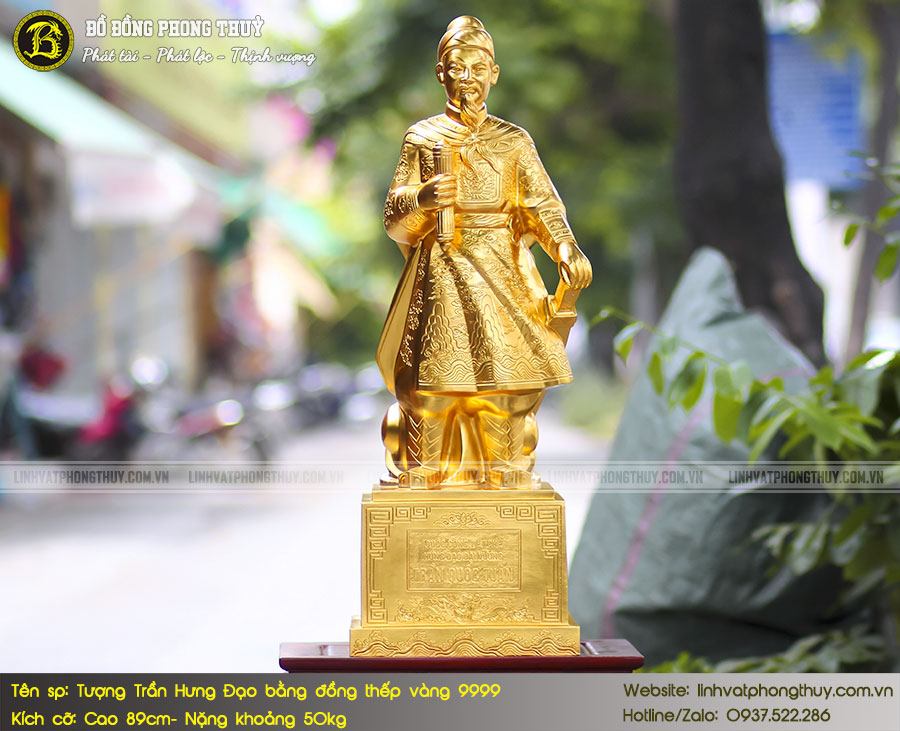 Tượng Trần Hưng Đạo Bằng Đồng Cao 89cm Thếp Vàng 9999 - THD002 2
