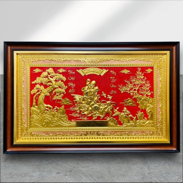 QUÀ TẶNG TRANH ĐỒNG MỪNG THỌ CỤ ÔNG, MẠ VÀNG Kích thước 68cm x 107cm