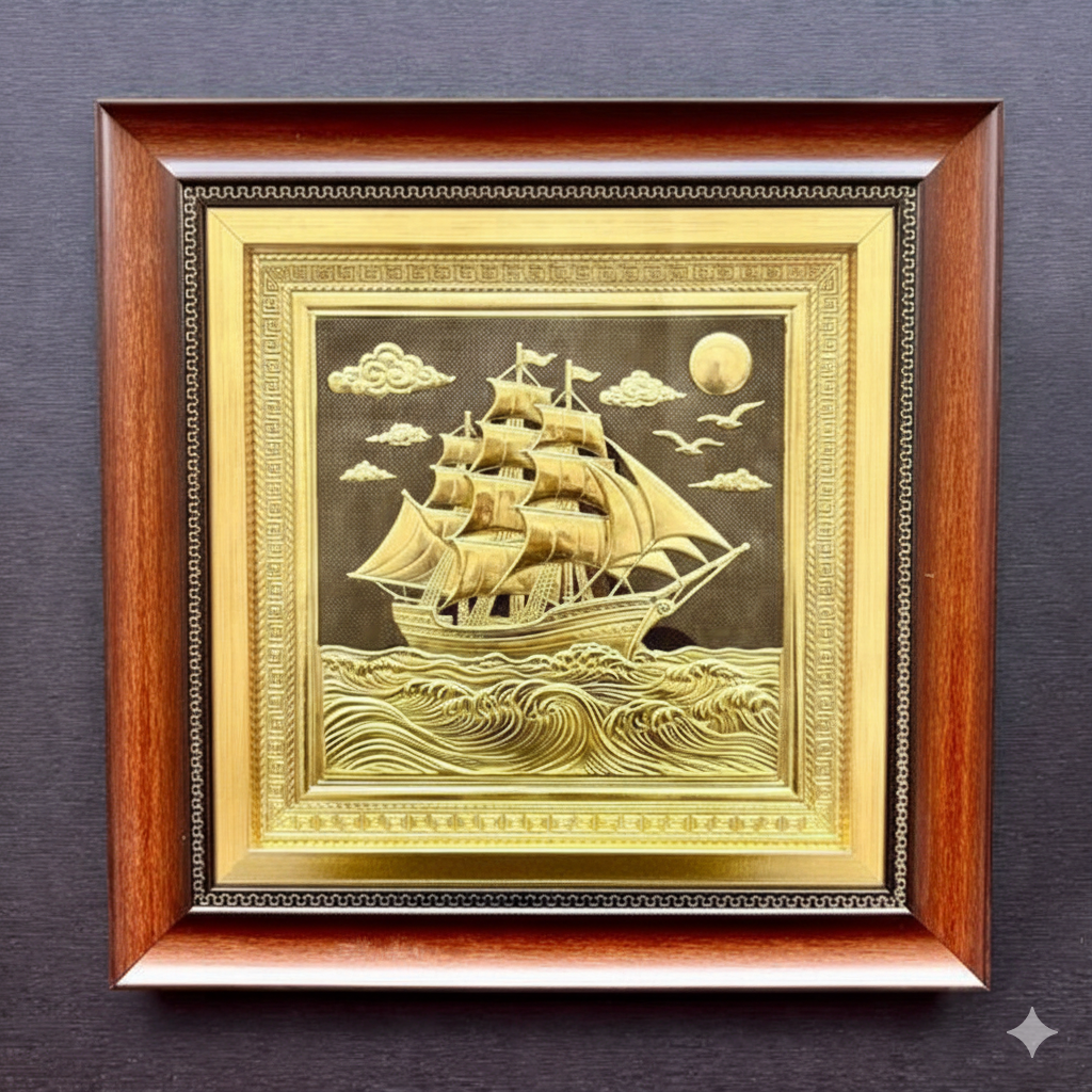 Tranh Thuận Buồm Xuôi Gió bằng đồng Kt 40*40cm