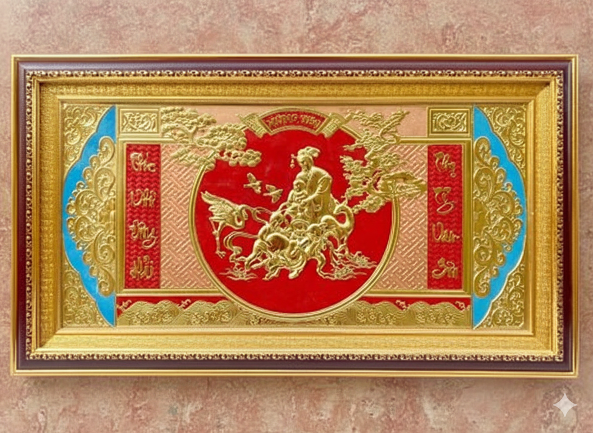 QUÀ TẶNG TRANH ĐỒNG MỪNG THỌ CỤ BÀ - ĐỒNG VÀNG KHỔ 42cm x 72cm