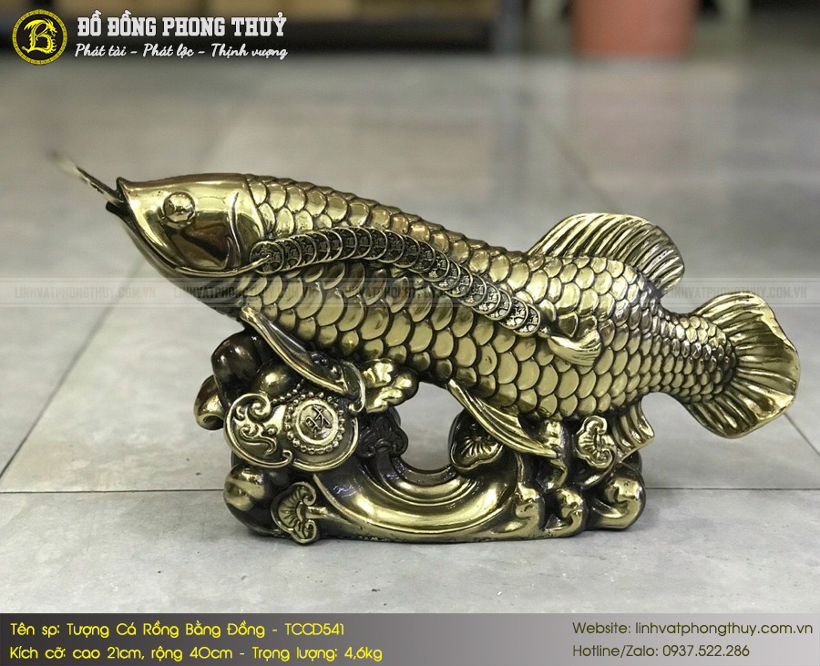 tượng cá rồng bằng đồng dài 40cm