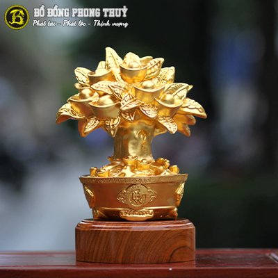 Cây Tiền Bằng Đồng Cao 21cm Dát Vàng 9999 - CTPT416