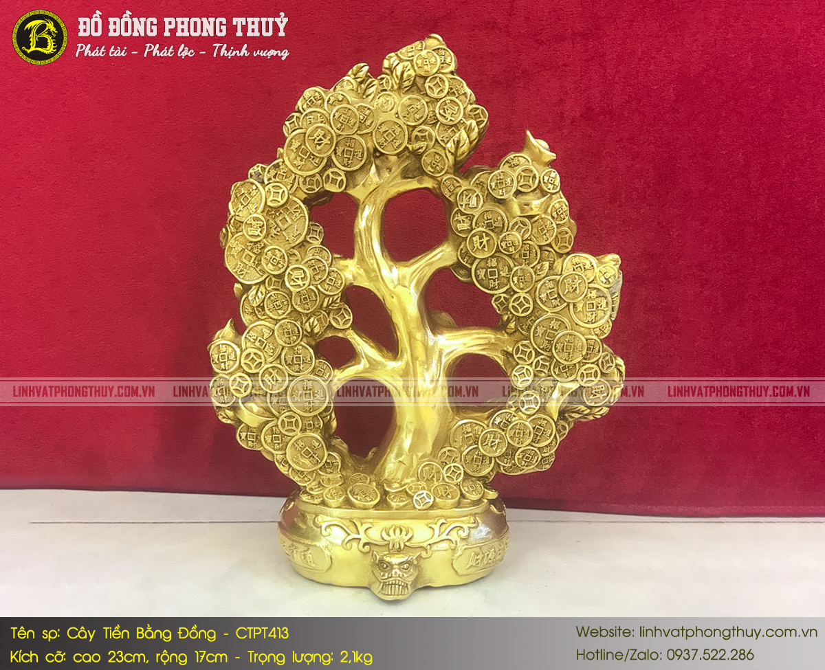 cây tiền vàng bằng đồng cao 23cm