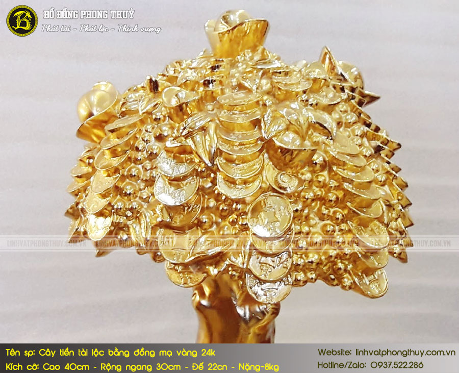 Cây Tiền Tài Lộc Bằng Đồng Mạ Vàng 24k Cao 40cm 3