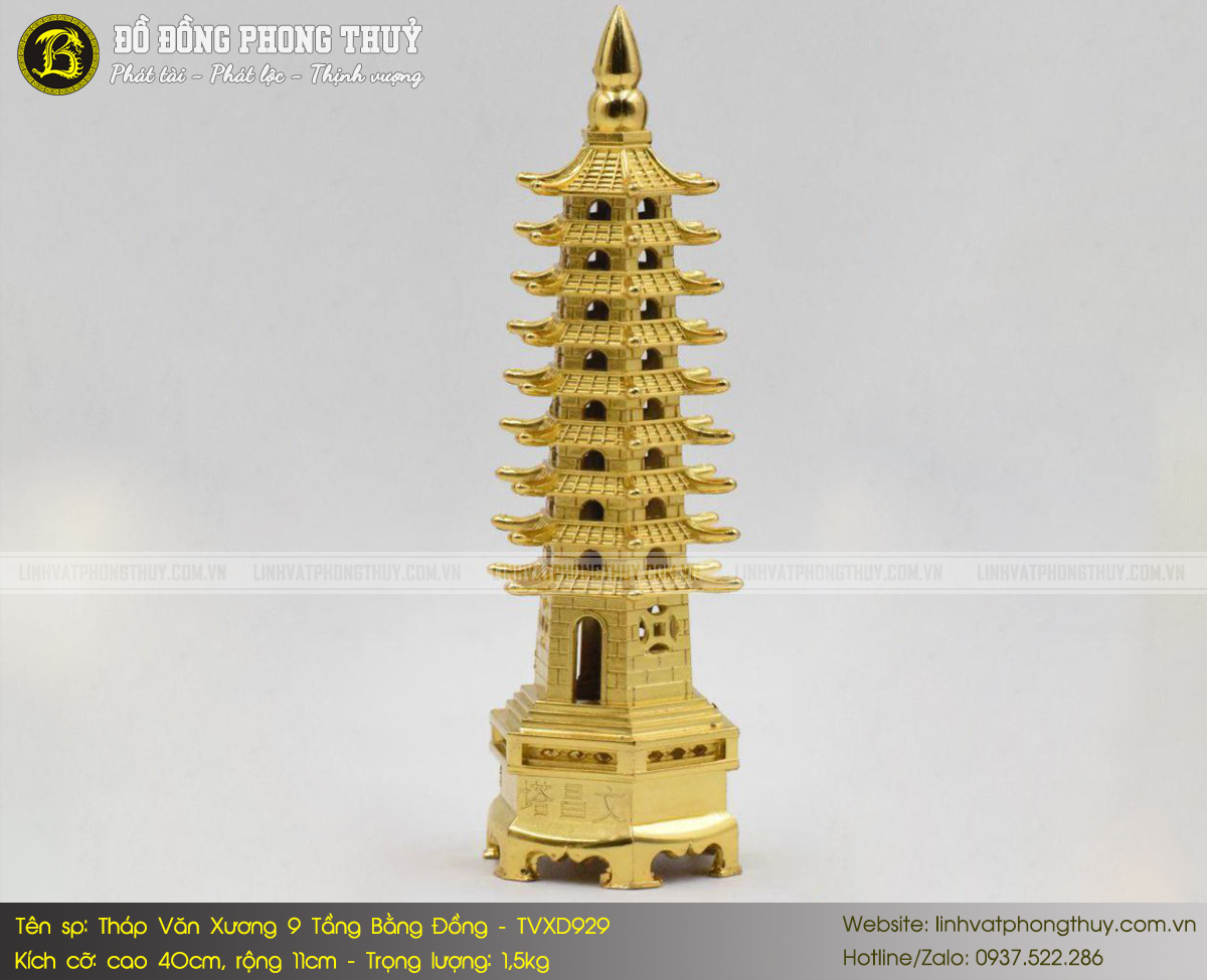 Tháp Văn Xương 9 Tầng Bằng Đồng Cao 40cm - TVXD929 2