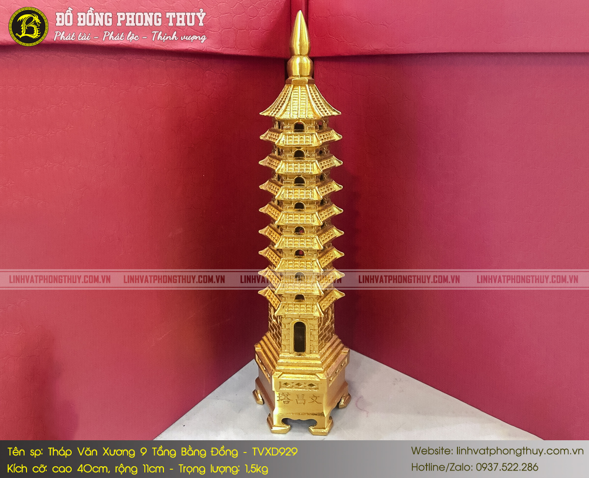 Tháp Văn Xương 9 Tầng Bằng Đồng Cao 40cm - TVXD929 3