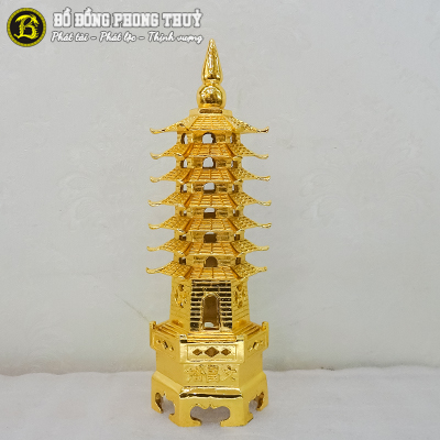 Tháp Văn Xương Bằng Đồng Cao 33cm Mạ Vàng 24k