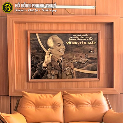 Tranh Đại Tướng Võ Nguyên Giáp Khắc Đồng 1m2 x 80cm