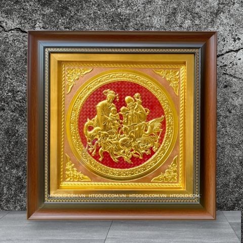 Tranh Mừng Thọ Cụ Ông, Cụ Bà Bằng Đồng Vàng Khổ 42cm Dát Vàng
