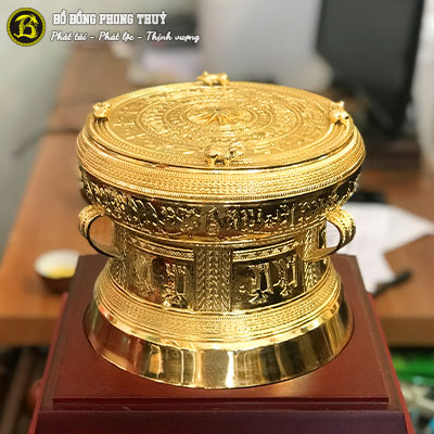 Trống Đồng Đông Sơn Mẫu Cóc Mạ Vàng 24k - Đk 10cm - TD005