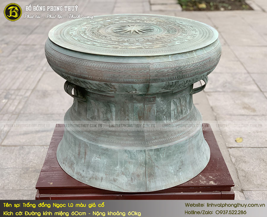 Trống Đồng Ngọc Lũ Màu Giả Cổ - Đường Kính 60cm - TD0008 2