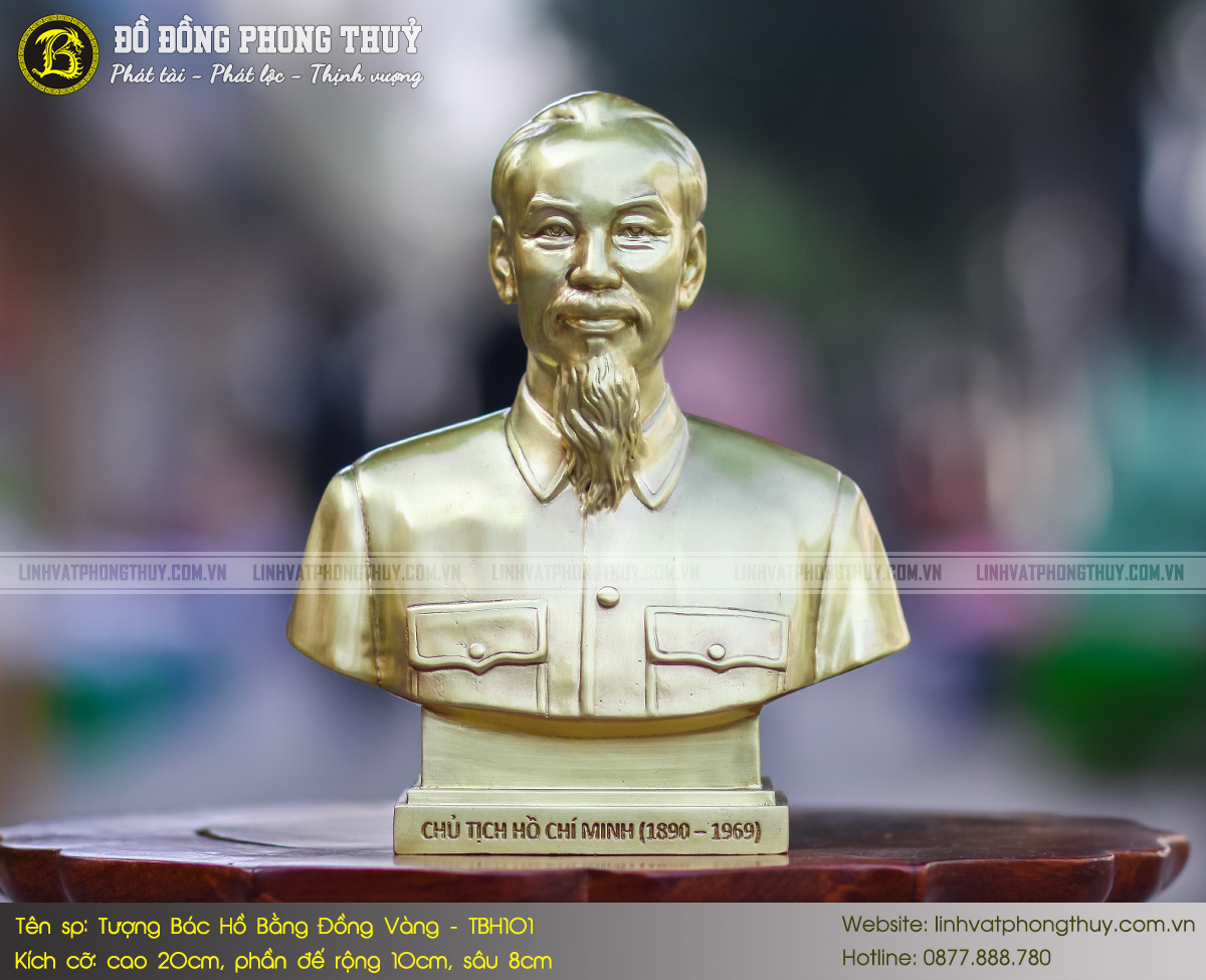 Tượng Bác Hồ Bằng Đồng Vàng Cao 20cm - TBH101 2