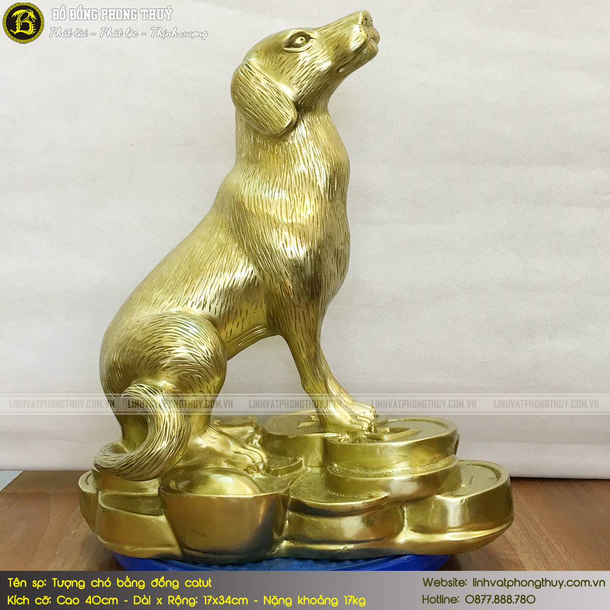 tượng Chó bằng đồng catut cao 40cm