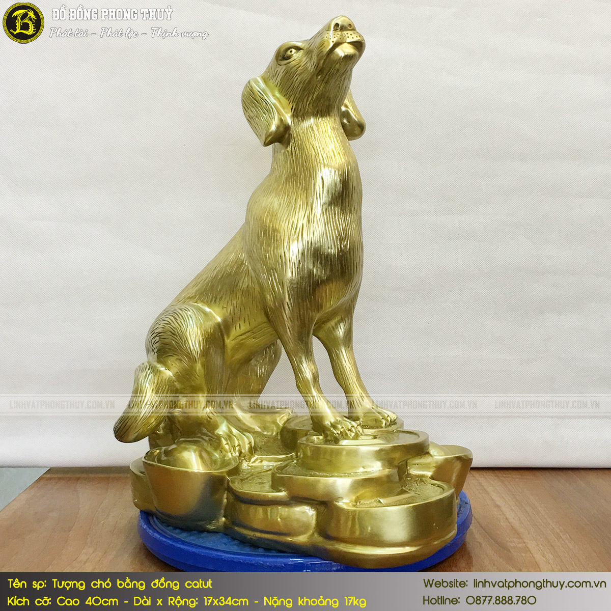 tượng Chó bằng đồng catut cao 40cm