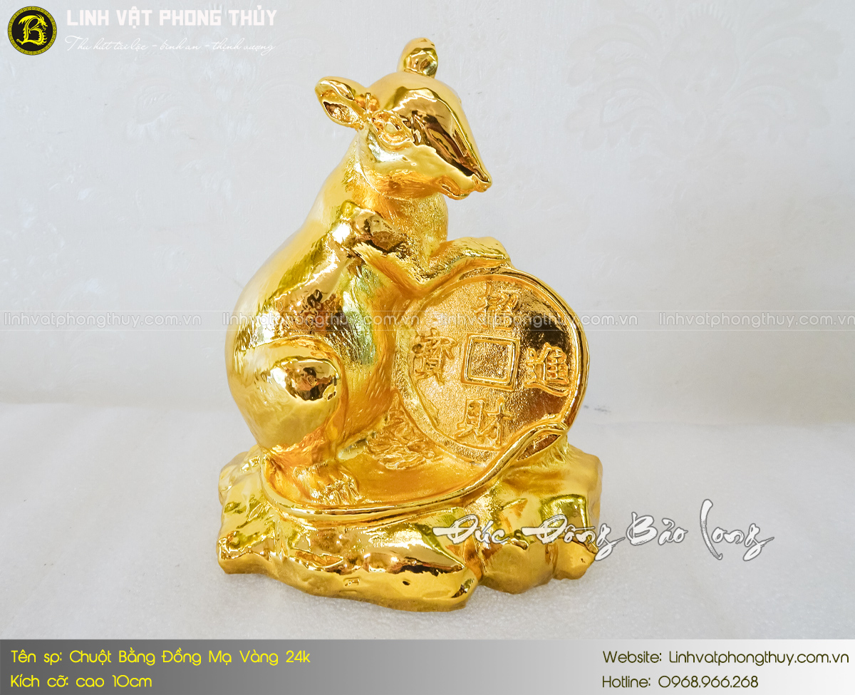 tượng chuột bằng đồng mạ vàng
