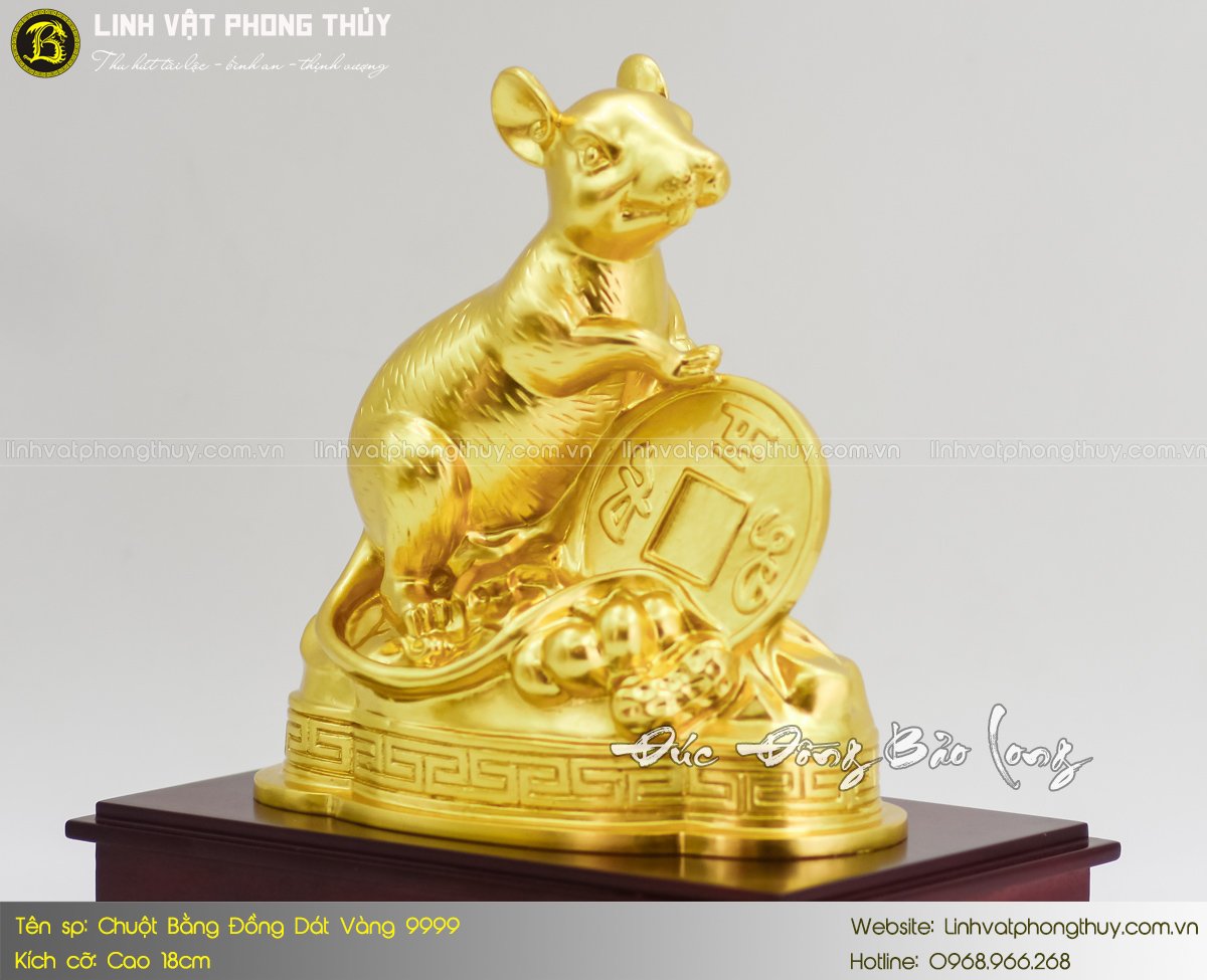 Chuột Bằng Đồng Vàng Cao 18cm Dát Vàng 9999 4