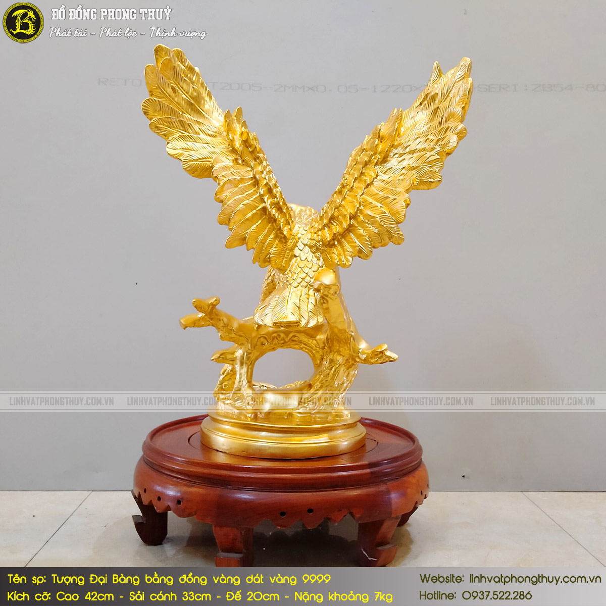 Tượng Đại Bàng Bằng Đồng Vàng Cao 42cm Dát Vàng 9999 - TDB001 5