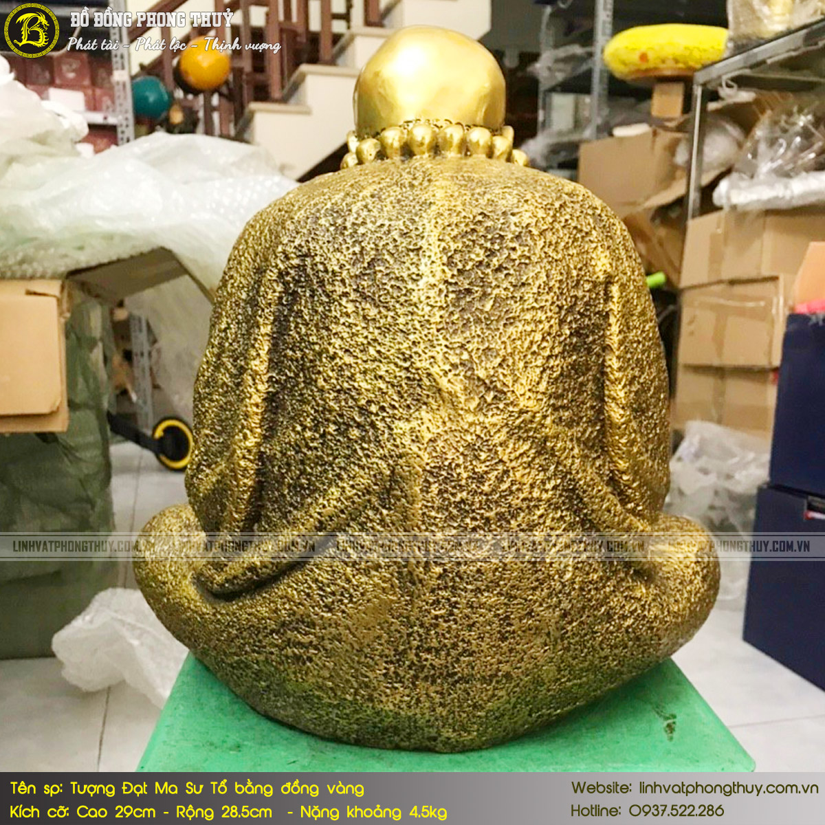 Tượng Đạt Ma Sư Tổ Bằng Đồng Vàng Cao 29cm - DMST01 3