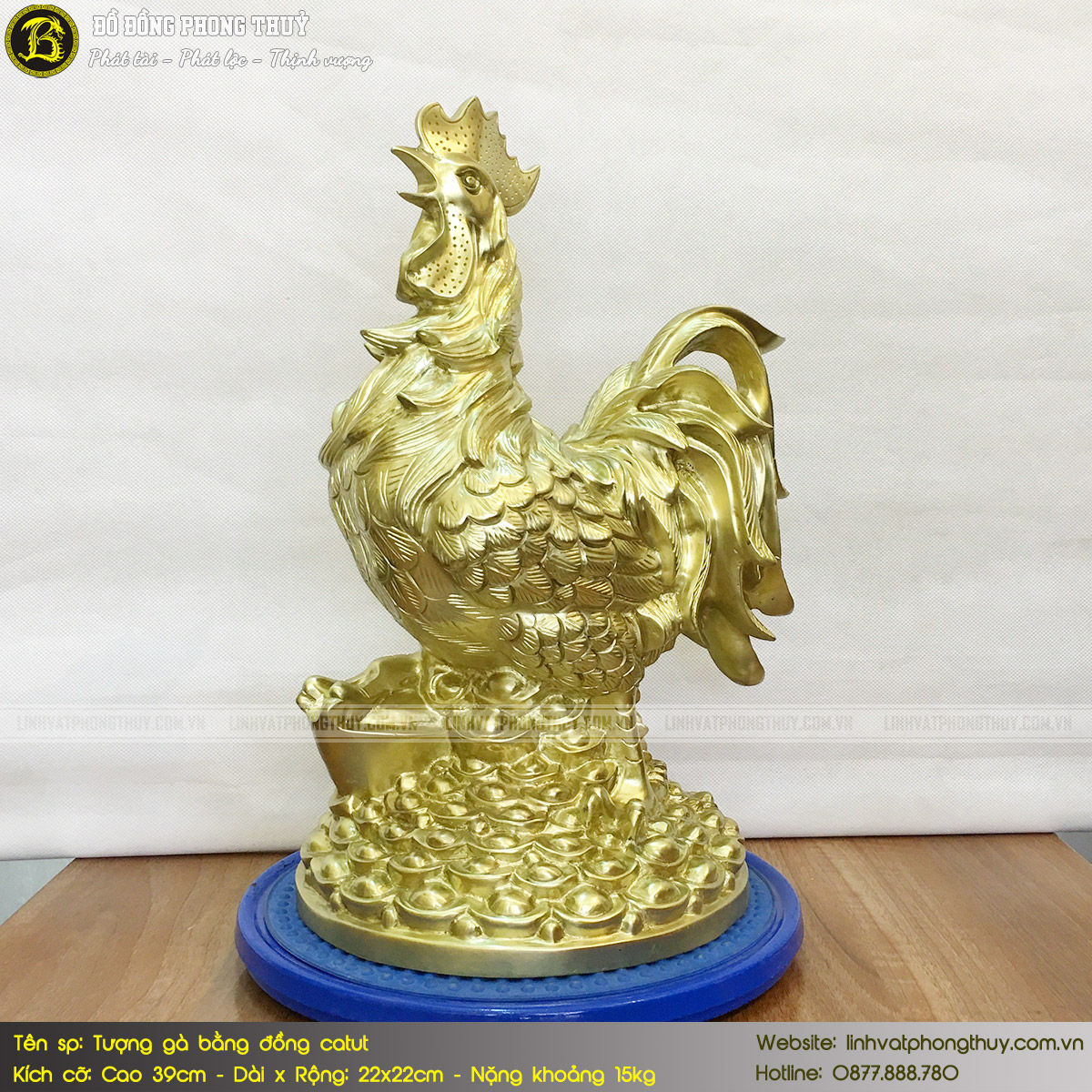 tượng gà bằng đồng catut cao 39cm