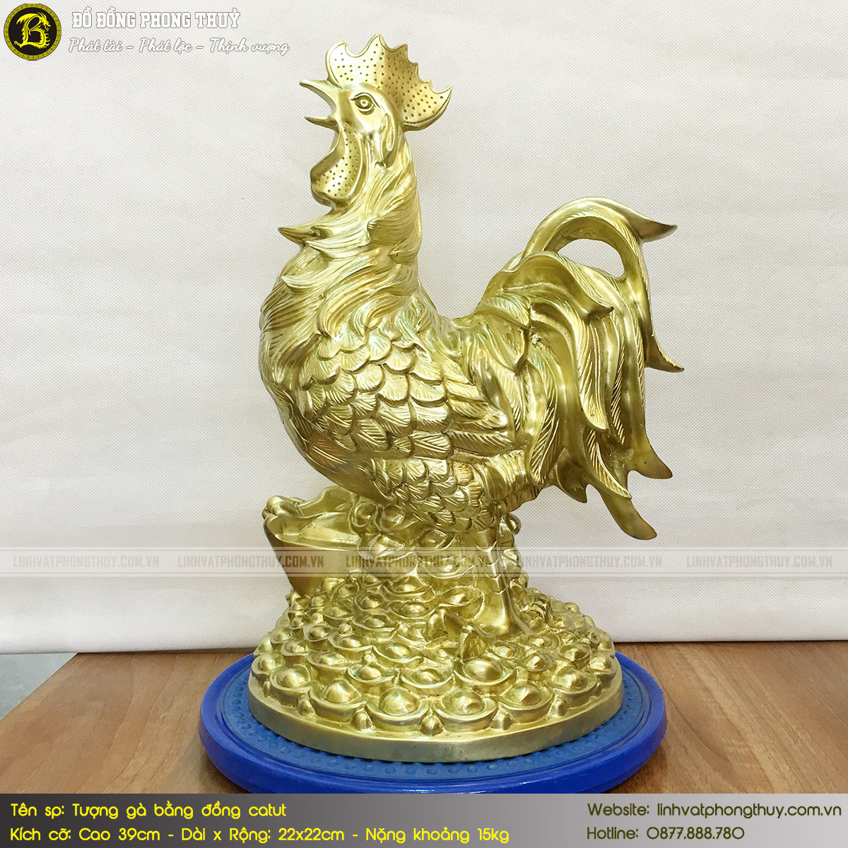 tượng gà bằng đồng catut cao 39cm