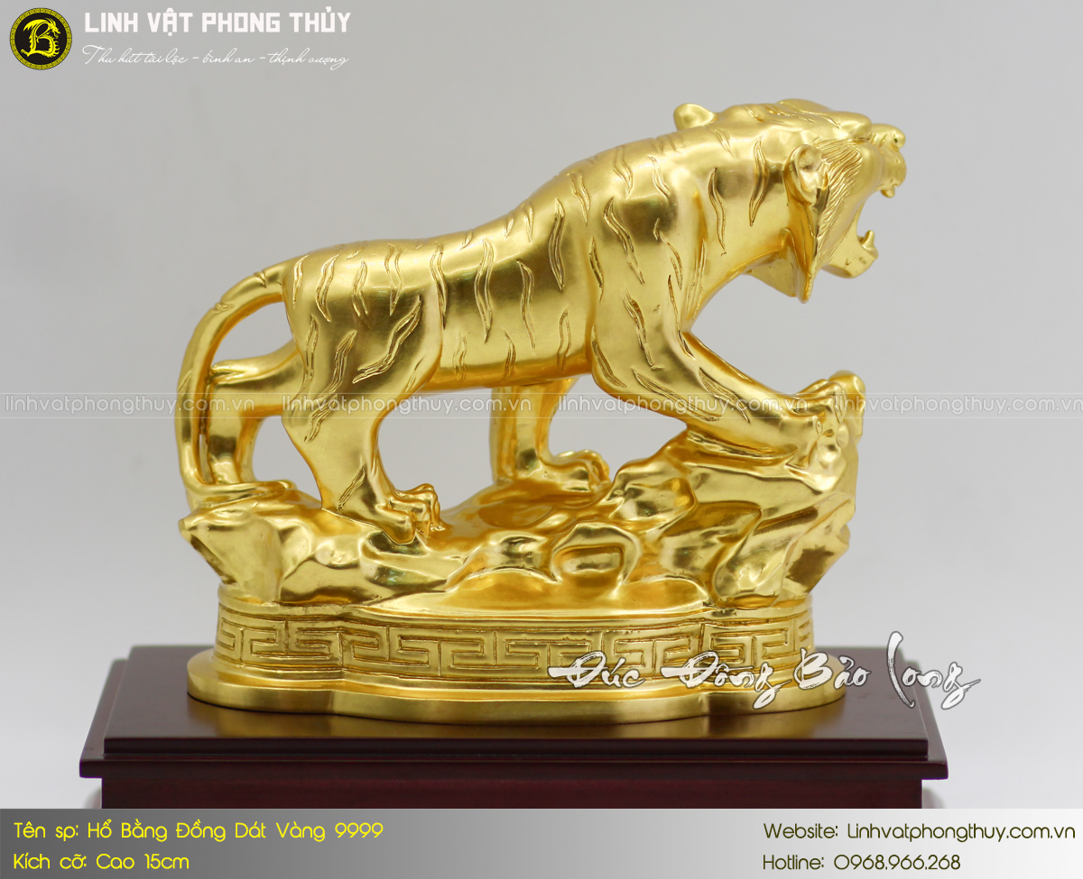 Hổ Bằng Đồng Vàng Cao 15cm Dát Vàng 9999 5