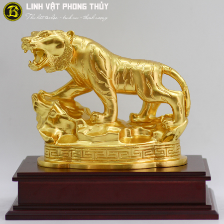 Hổ Bằng Đồng Vàng Cao 15cm Dát Vàng 9999