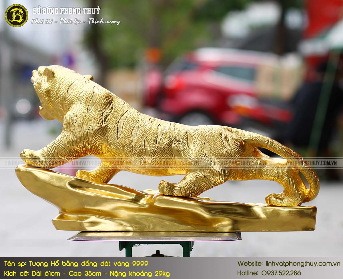 Tượng Hổ Bằng Đồng Dài 61cm Dát Vàng 9999 - LVTD01 2