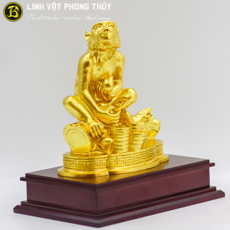 Khỉ Bằng Đồng Vàng Cao 19cm Dát Vàng 9999