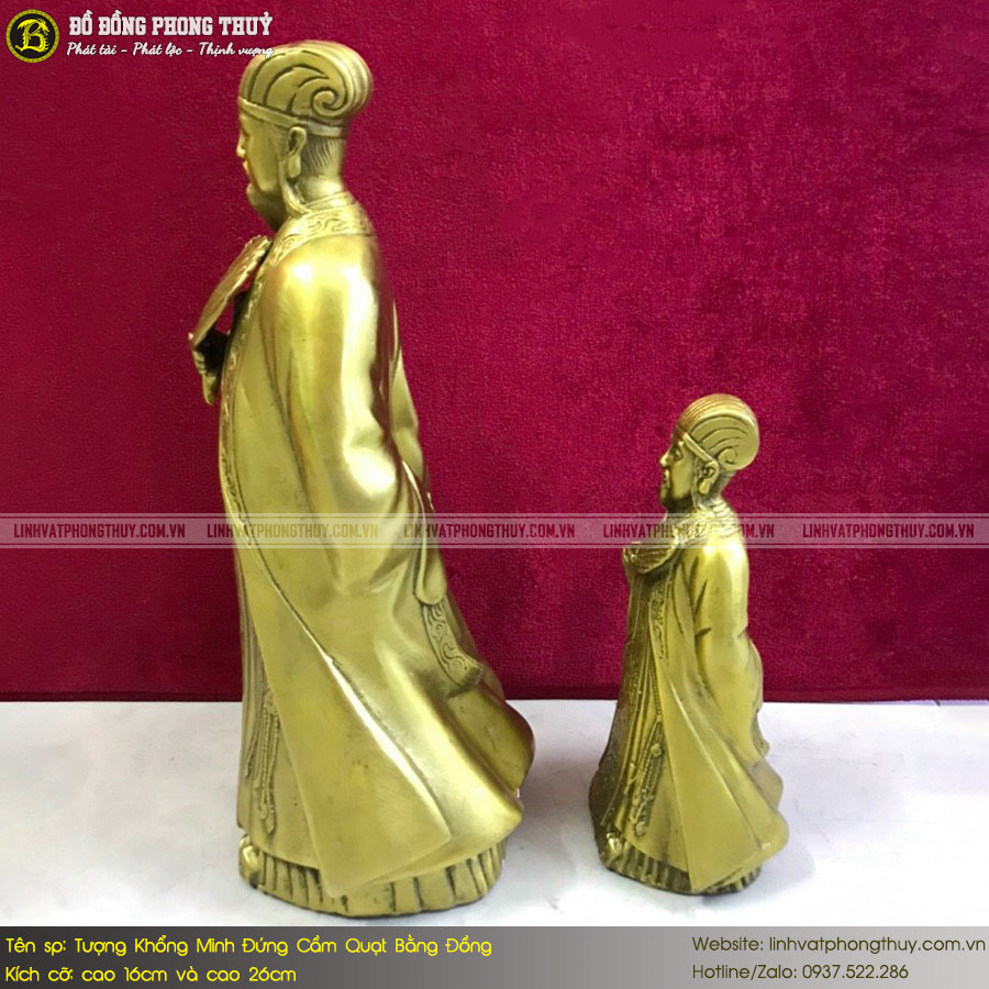 tượng khổng minh cầm quạt bằng đồng