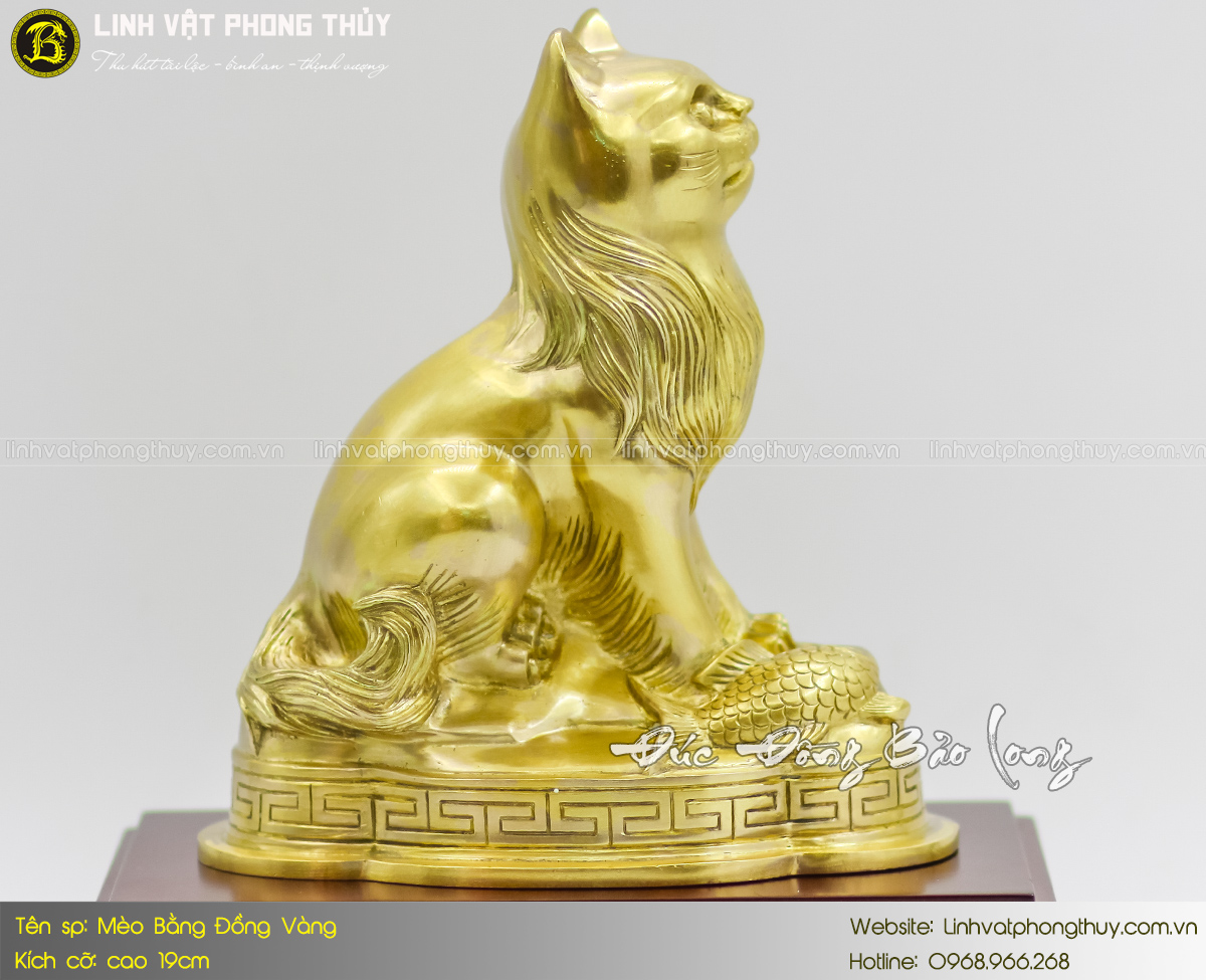 Mèo Bằng Đồng Vàng Cao 19cm 3